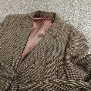 Cashmere Blazer Mens 38 Brown Tweed Birdseye Button Sport Coat Suit Jacket Top